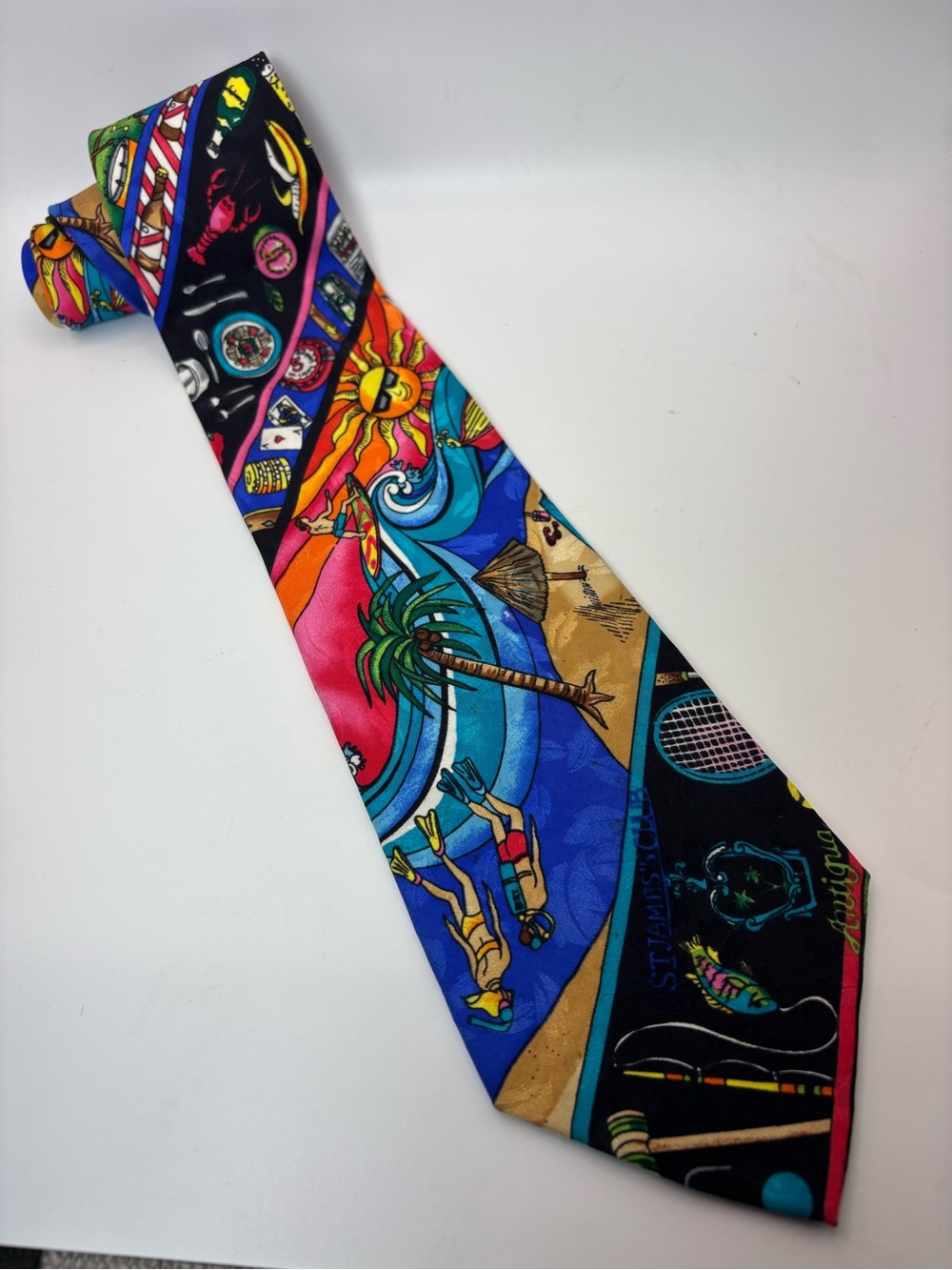 Nicole Miller Vintage Silk Tie 1992 St James Club Antigua